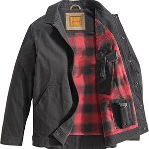 Concealed Carry Flannel Lined Canvas Shirt Jacket - Black | XLT